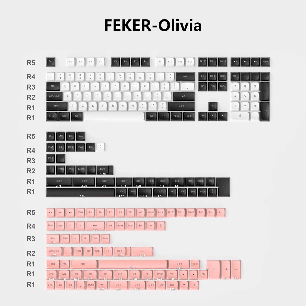 Bộ Phím Rời PBT GMK Clone 8008 Olivia CSA ISO 6.25U 7U Cho Bàn Phím Cơ