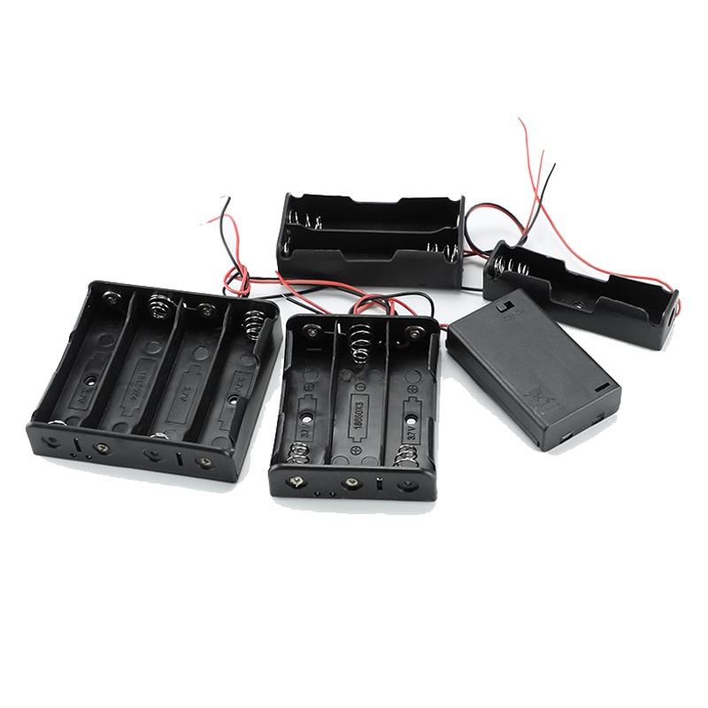 Hộp ngăn đựng pin AA/18650 màu đen với dây chì 3.7V/1.5V