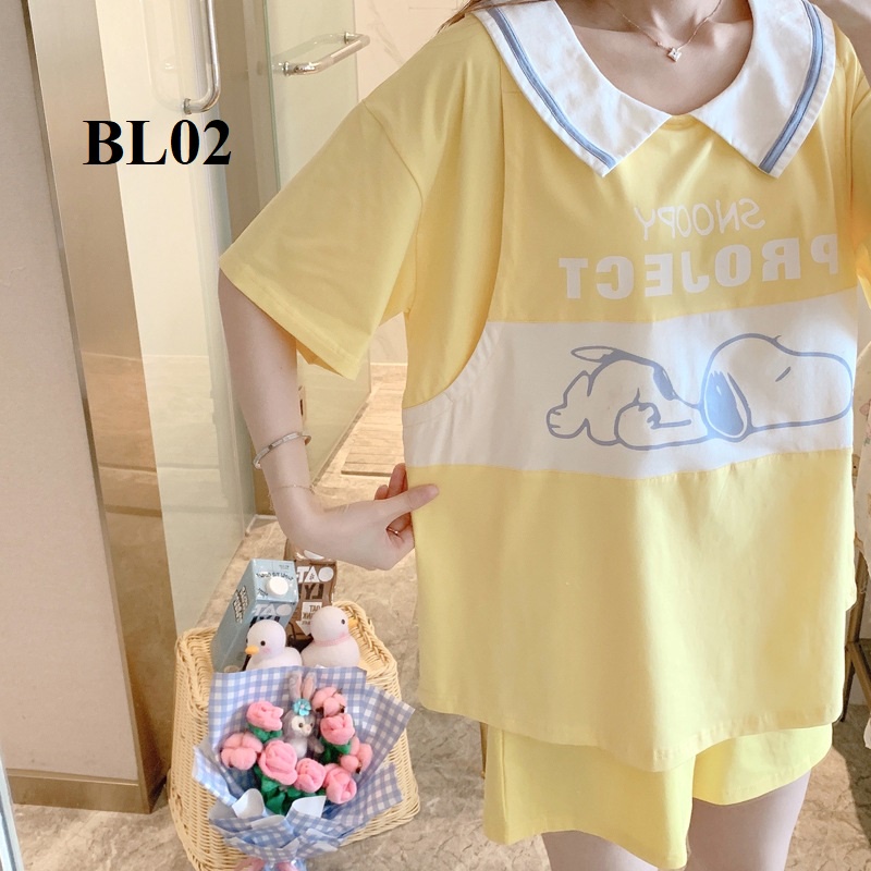 Đồ bộ bầu ngắn tay có thiết kế mặc bầu và sau sinh tiện lợi BL02