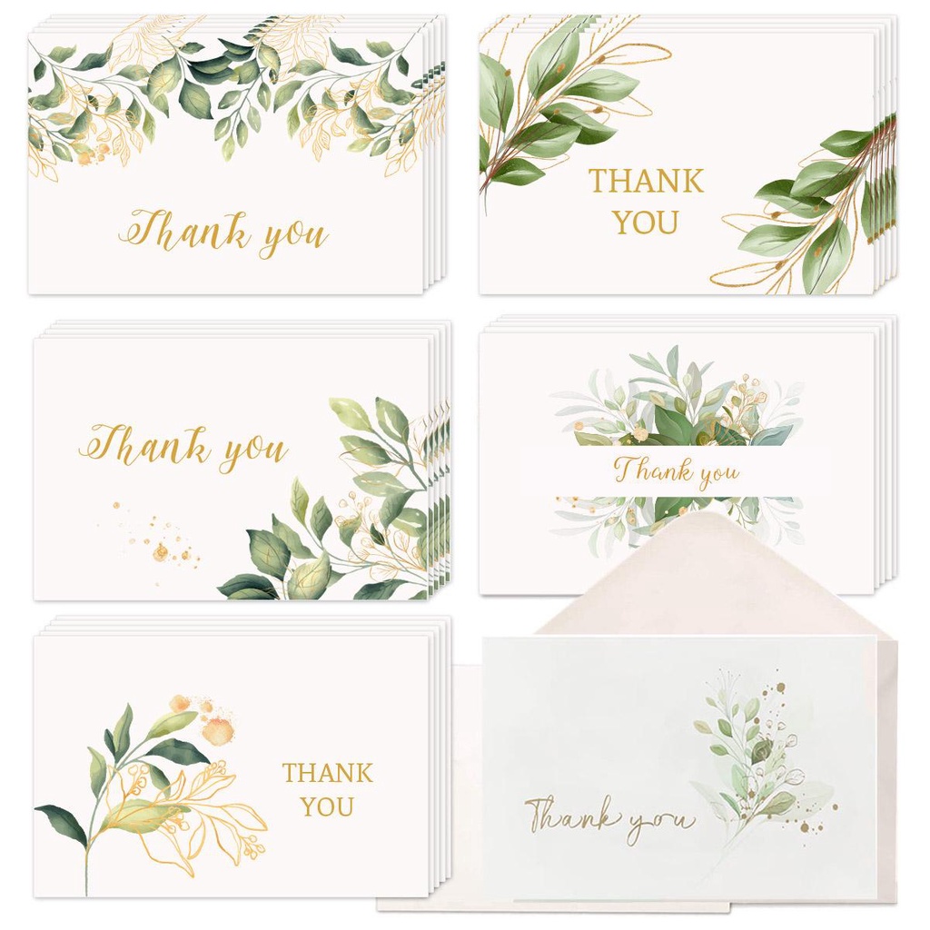 Set 6 Thẻ Bài Cảm Ơn Bạn Họa Tiết Hoa Cho Tiệc Cưới|Thiệp Chúc Mừng Bằng Lá Nhôm