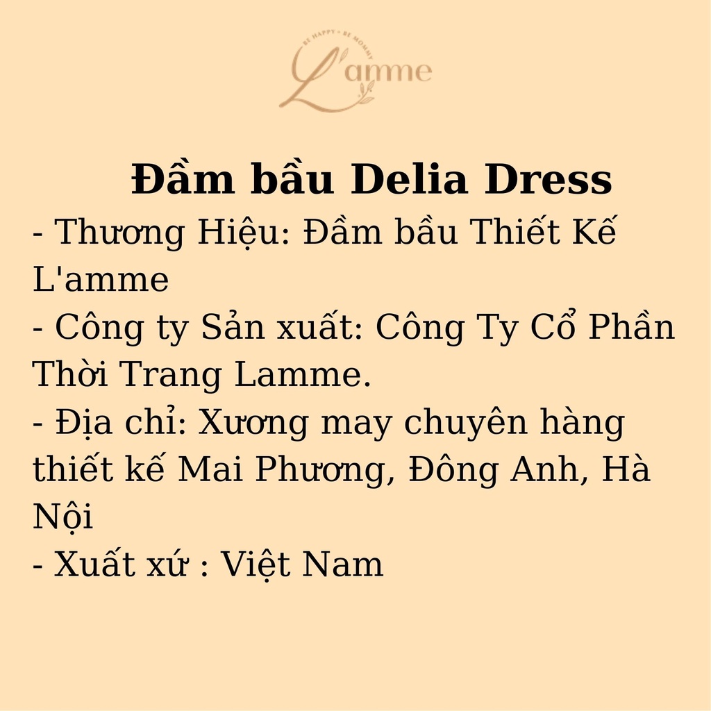 Đầm bầu đẹp Delia Dress chất lụa mềm mát cùng họa tiết thêu hoa phù hợp mặc đi làm by LAMME