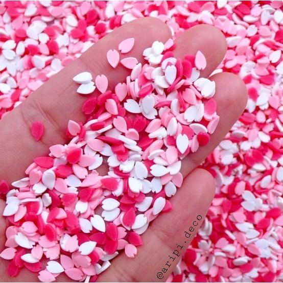 Miếng trang trí polymer cánh anh đào sakura / Cốm đất sét / Nguyên liệu phụ kiện trang trí slime resin