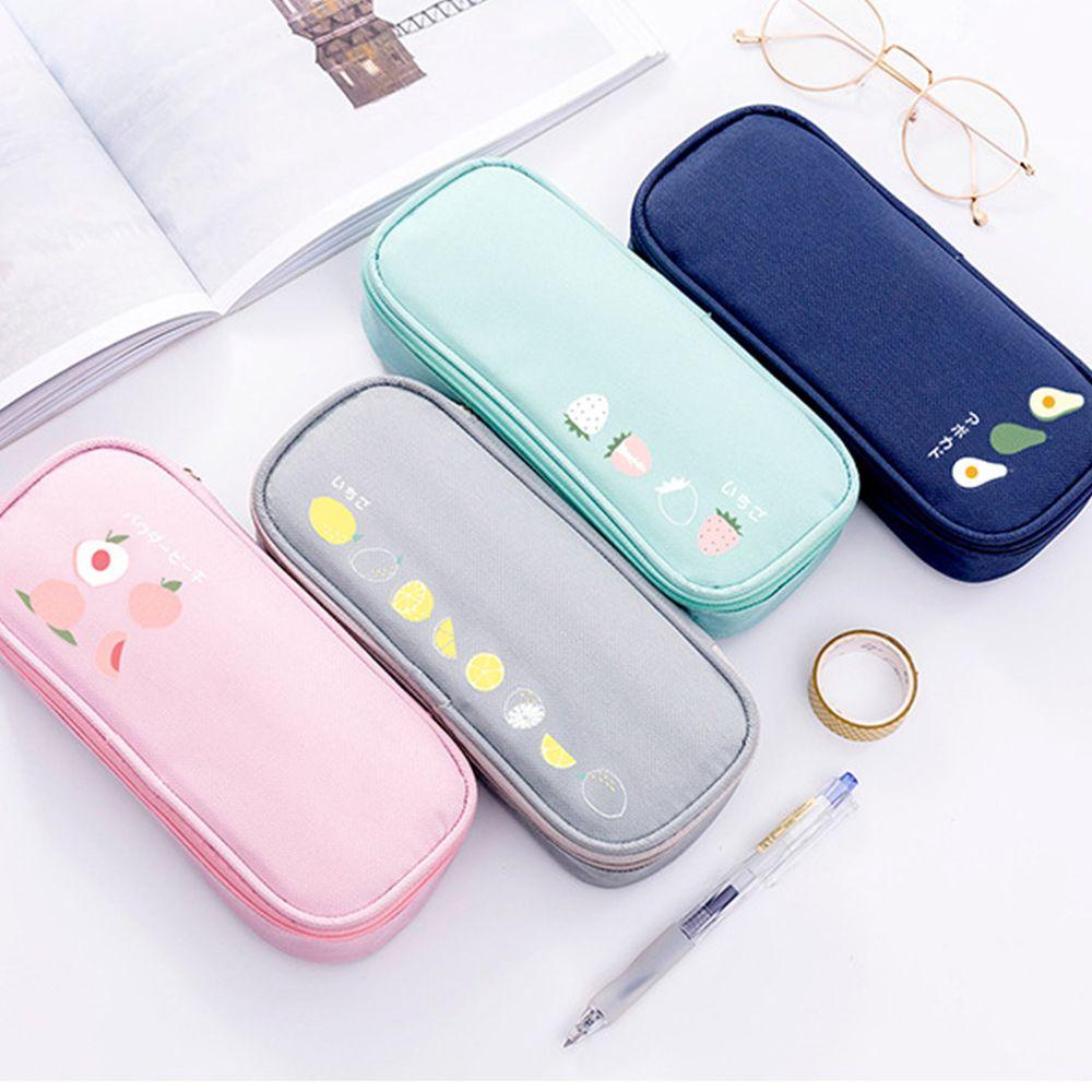 Túi Đựng Bút Bằng Vải Oxford Chống Nước Sức Chứa Lớn Đa Năng In Hình Trái Cây Đơn Giản Dành Cho Học