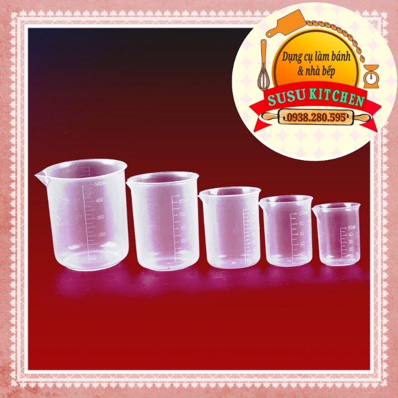 Ca đong nhựa đo lường - Cốc đong định lượng có vạch chia 50ml - 100ml - 150ml - 250ml - 500ml
