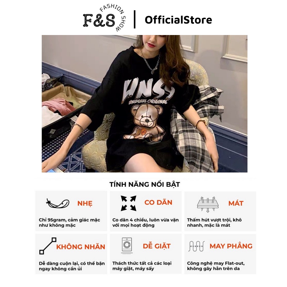 Áo thun tay lỡ unisex GẤU UNSS fom rộng - Áo phông F&S nam nữ, cặp đôi phong cách hàn quốc