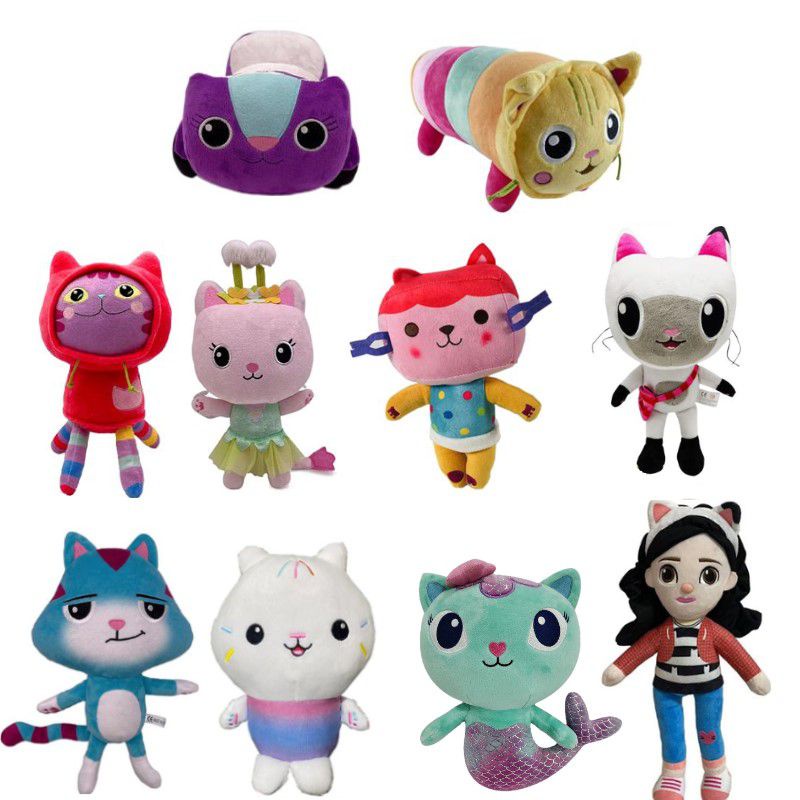 【Ready Stock】Gabby's Dollhouse Plush Toy Stuffed Pillow Cat Carlita Plushie Doll Kids Gifts