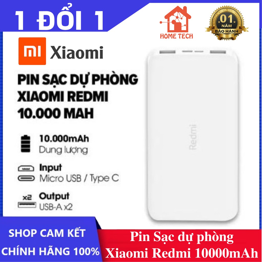 Sạc dự phòng Xiaomi Redmi 10000mAh PB100LZM Chính Hãng Bảo hành 12 tháng