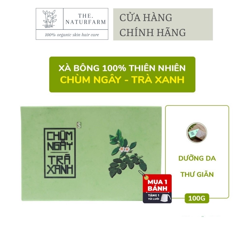 Xà bông chùm ngây trà xanh sinh dược bánh 100gr - xà bông thiên nhiên hữu cơ