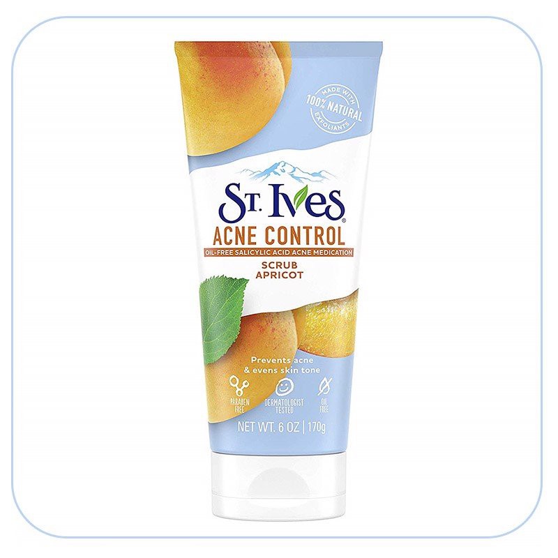 Sữa Rửa Mặt Tẩy Da Chết Ngăn Ngừa Mụn Chiết Xuất Trái Mơ ST.IVES Acne Control Apricot Scrub 170gr