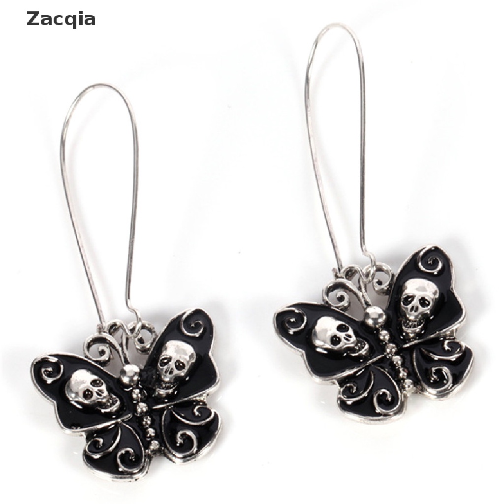 Zacqia Women Retro Punk Gothic Fashion Jewelry Butterfly Skull Ear Dangle Long Earrings VN