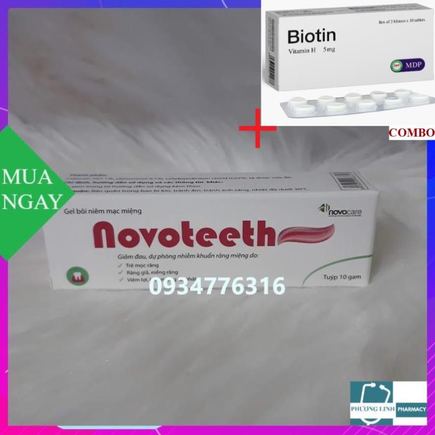 Combo Biotin 5mg+ Novoteeth – Gel bôi nhiệt miệng tuýp 10g
