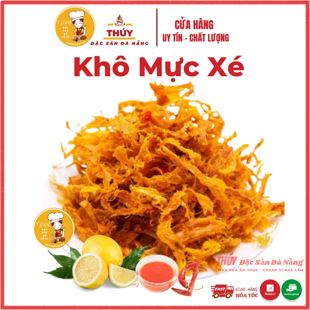 Khô mực xé Đà Nẵng túi 500gr dai dai thơm nồng vị gừng làm quà biếu ăn vặt ngon hết cỡ