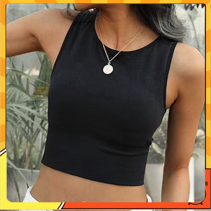 Áo crop top không tay 2020 màu trơn hợp thời trang cho nữ