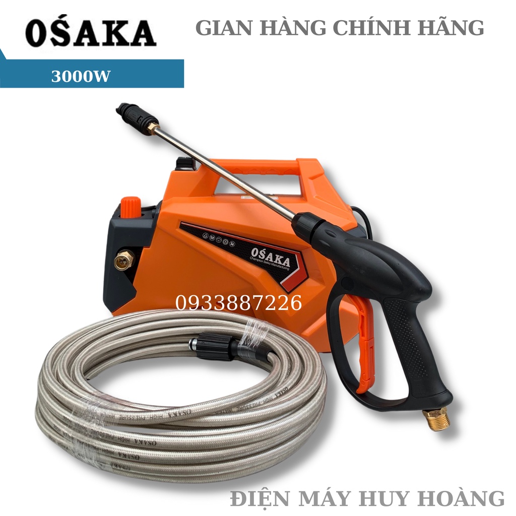 Máy rửa xe dây đồng 100% Osaka 3000w RS7 dây xịt dài 15m