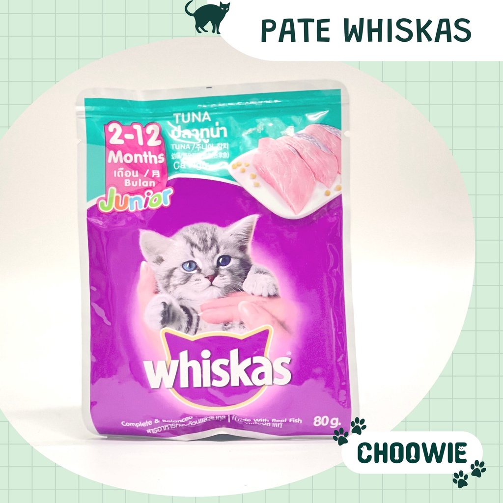 Pate mèo WHISKAS 80 gram nhiều hương vị ngon miễn chê | Đồ ăn cho mèo
