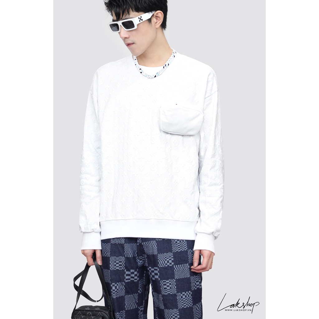 Áo nỉ Luon Vuituoi Monogram Pocket White Sweatshirt