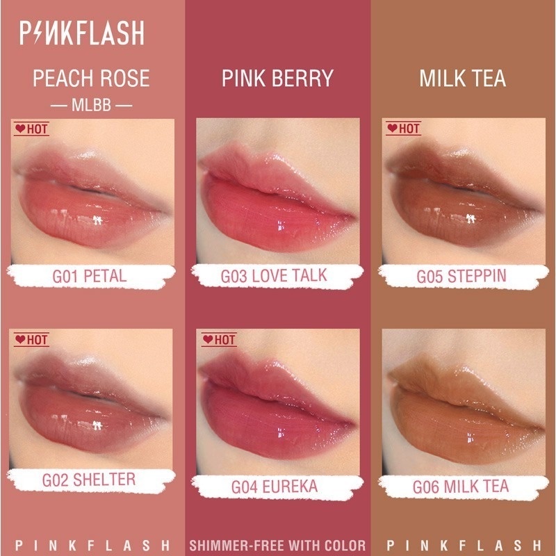 Son bóng dưỡng môi PINKFLASH OhMyGloss 11 màu tùy chọn chăm sóc môi tạo đôi môi căng mọng