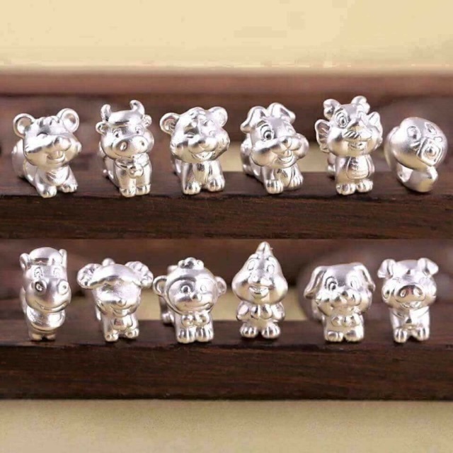 Charm con giáp bạc ta 3D,con giáp bạc ta S999 hàng loại 1 đủ 12 con giáp