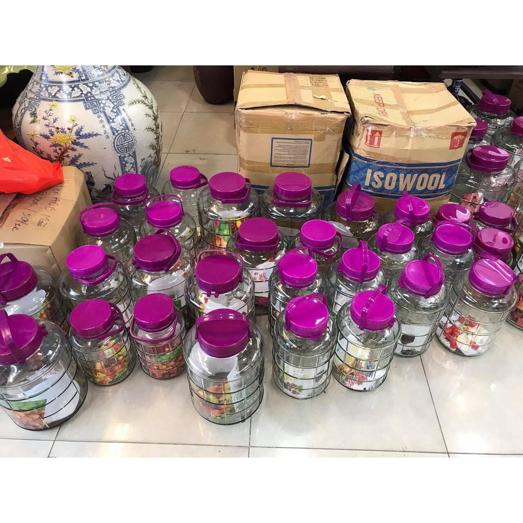 Bình Ngâm Rượu Thủy Tinh 3 Lít, 5 Lít, 8 Lít, 10 Lít, 12 Lít, 16 Lít, 20 Lít Quai Xách