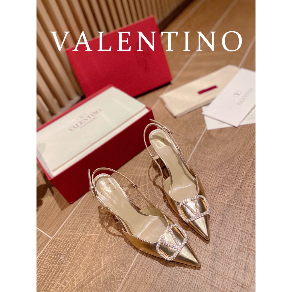Valentino Giày Cao Gót 6 / 8cm Da Bò Thiết Kế Đơn Giản Cho Nữ