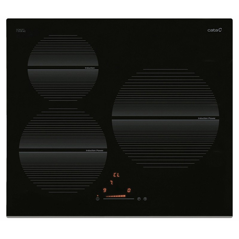 Bếp điện từ Cata IT 603 - Bếp điện từ âm kính 3 vùng nấu, màu đen, 590x520mm