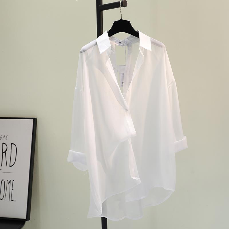 Áo sơ mi dáng rộng màu trơn thời trang mùa hè Hàn Quốc mới 2021