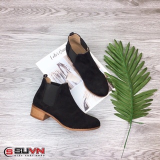 Bốt lửng da lộn cổ chun đế 3cm