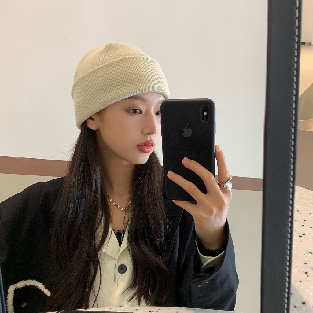 Nón dệt kim màu trơn phong cách Hàn Quốc thời trang thu đông cho nữ