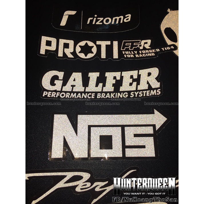 Trọn bộ 12 logo trắng đen phản quang 3M cao cấp. Decal sticker chống nước, không bay màu. Độ bám dính cực kì cao