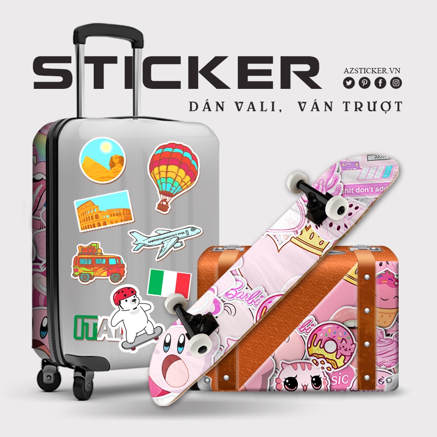 Sticker Chủ Đề Pink Pastel | Sticker Chống Bay Màu,Chống Thấm Nước, Sticker Dán Nón Bảo Hiểm, Sticker Dán Điện Thoại