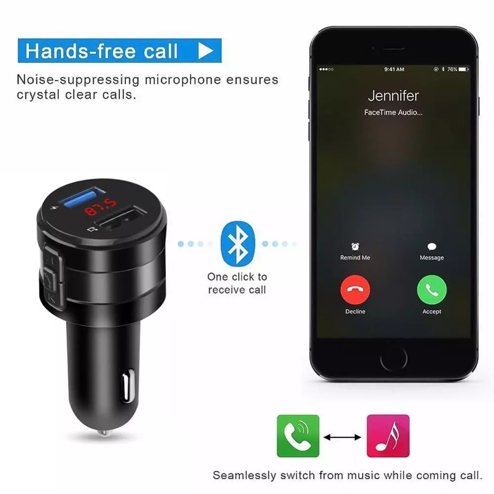 Thiết Bị Phát Sóng Fm Kết Nối Bluetooth Mp3 Cho Xe Hơi