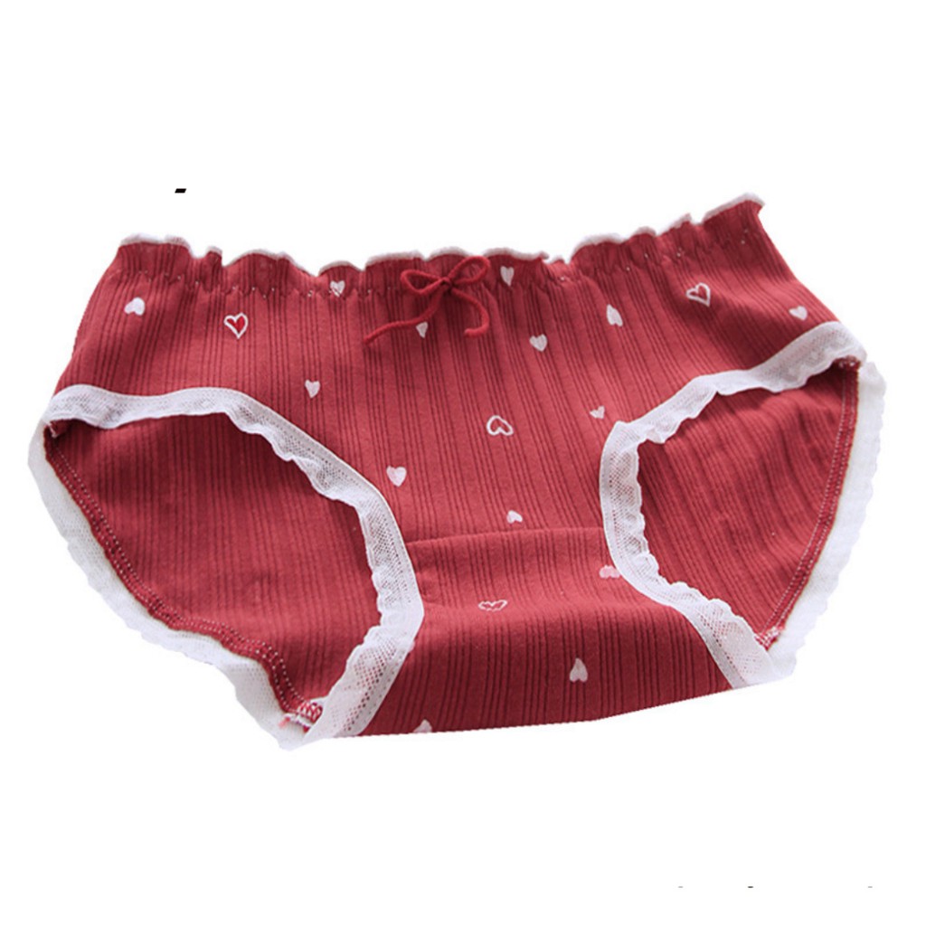Tình yêu dâu tây đỏ tai đỏ quần tuổi teen cotton tinh khiết giữa eo tribquel Bà.