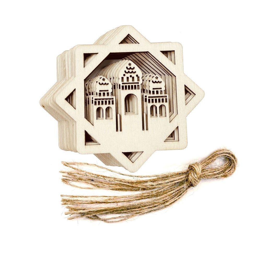 WATTLE Bộ 10 Phụ Kiện Treo Trang Trí Lễ Hội Eid Al Adha Ramadan Kareem Bằng Gỗ