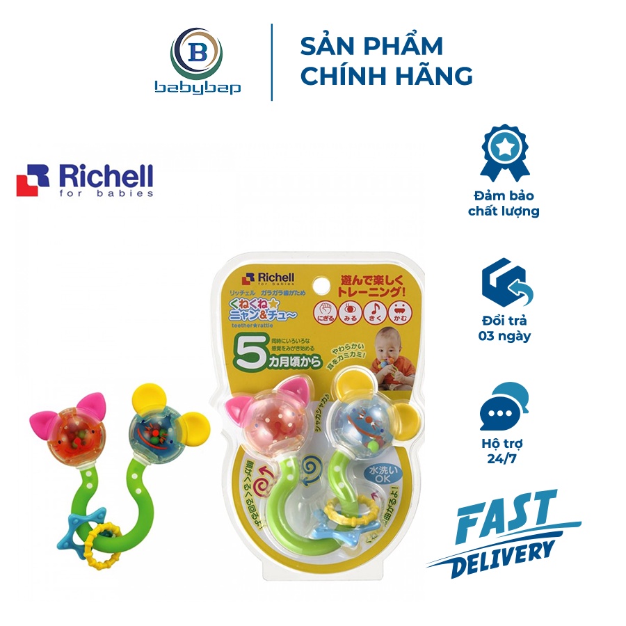 Gặm Nướu Xúc Xắc Richell (Mèo Và Chuột) Phù Hợp Cho Bé Trên 5 Tháng
