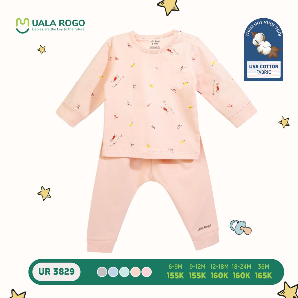 UR3829 Bộ dài tay cài vai Uala Rogo chất cotton thoáng mát