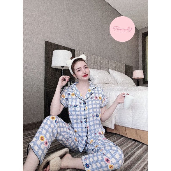 Đồ ngủ nữ mặc nhà Pijama tay ngắn quần dài mác Flamingo
