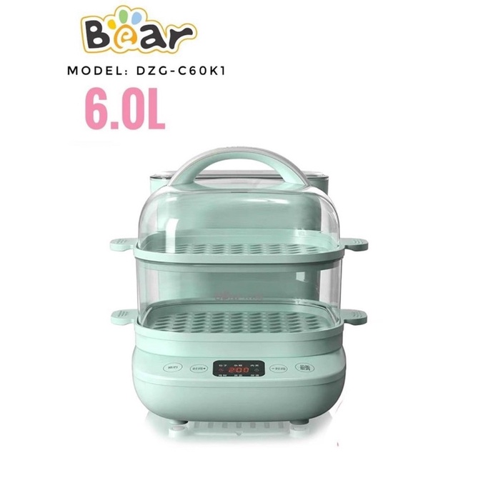 Nồi hấp điện 2 tầng 6 lít đa năng Bear C60K1