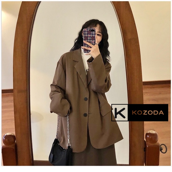 Áo blazer nữ áo vest khoác ngoài phong cách mùa thu đông 2021 hàn quốc màu nâu socola 2 lớp kozoda AK6 - Hàng mới về