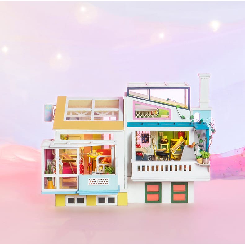 Đồ Chơi Lắp Ráp Bằng Gỗ 3D Mô Hình Nhà Tí Hon Robotime Teddy Loving Neighborhood TD05W