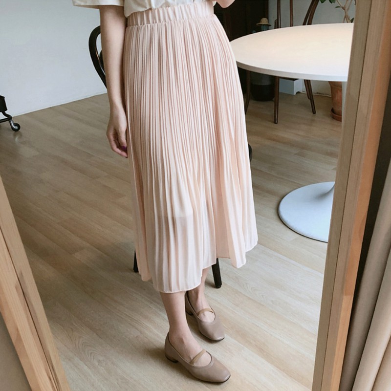 (Order-M) Ulzzang Chân váy midi xếp ly nhỏ Hàn Quốc M029-1 KS | BigBuy360 - bigbuy360.vn