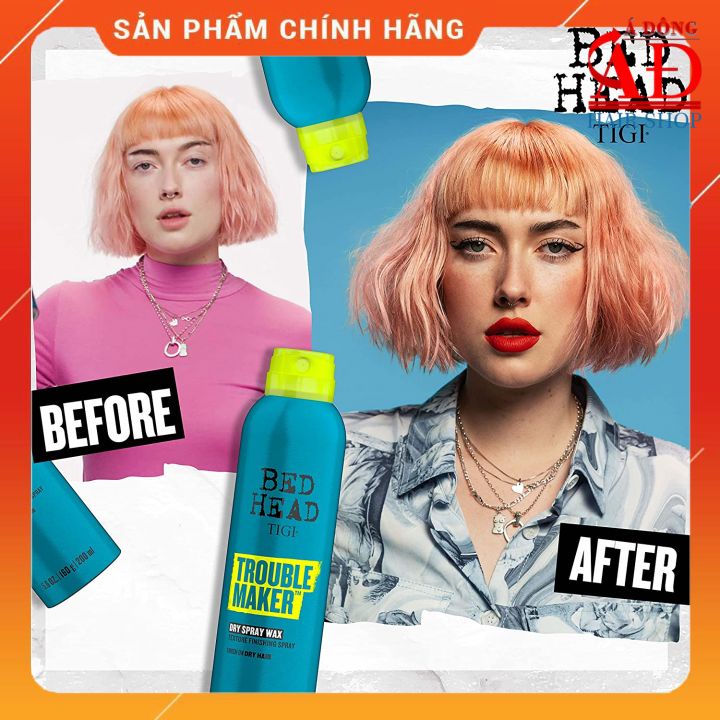[+Tặng mũ trùm] SÁP KHÔ DẠNG XỊT TIGI TROUBLEMAKER HOÀN THIỆN CẤU TRÚC TÓC 200ML