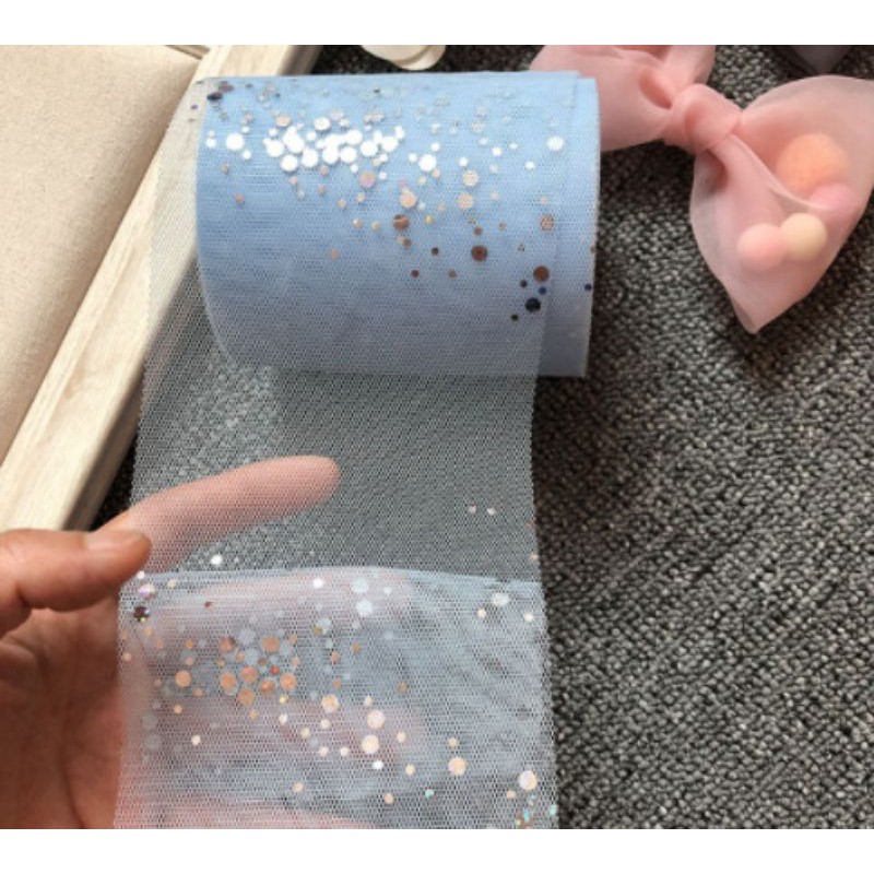 Ruy băng nhũ kim tuyến bản 10cm  làm phụ kiện handmade