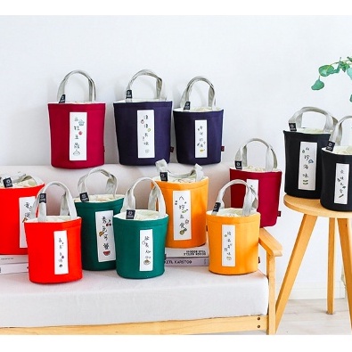 Túi đựng cơm giữ nhiệt cao cấp Bailing - 4 lớp- lót nhôm-vải dày- đóng mở bằng dây rút