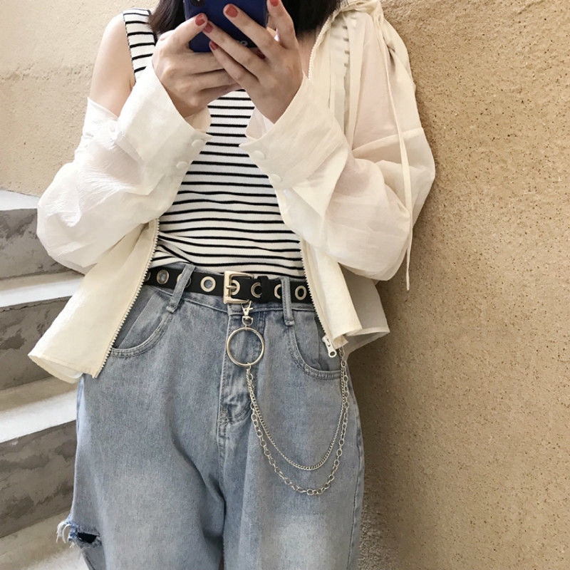 Thắt Lưng Đơn Giản Phối Dây Xích Phong Cách Retro Harajuku