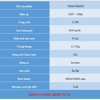QUẠT ĐIỀU HÒA VEGO FROST