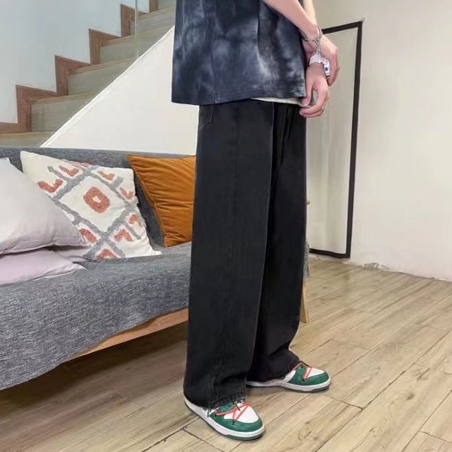 Quần Jean Dài Dáng Rộng Cỡ Lớn Thoải Mái Phong Cách Hip Hop Hàn Quốc Thời Trang Cho Nam Size S-5XL