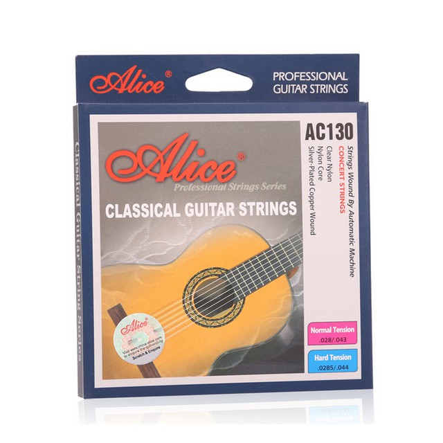 12set Classical Guitar Strings Clear Nylon Silver-plated Copper Wound Alice Nylon Silver Strings AC130