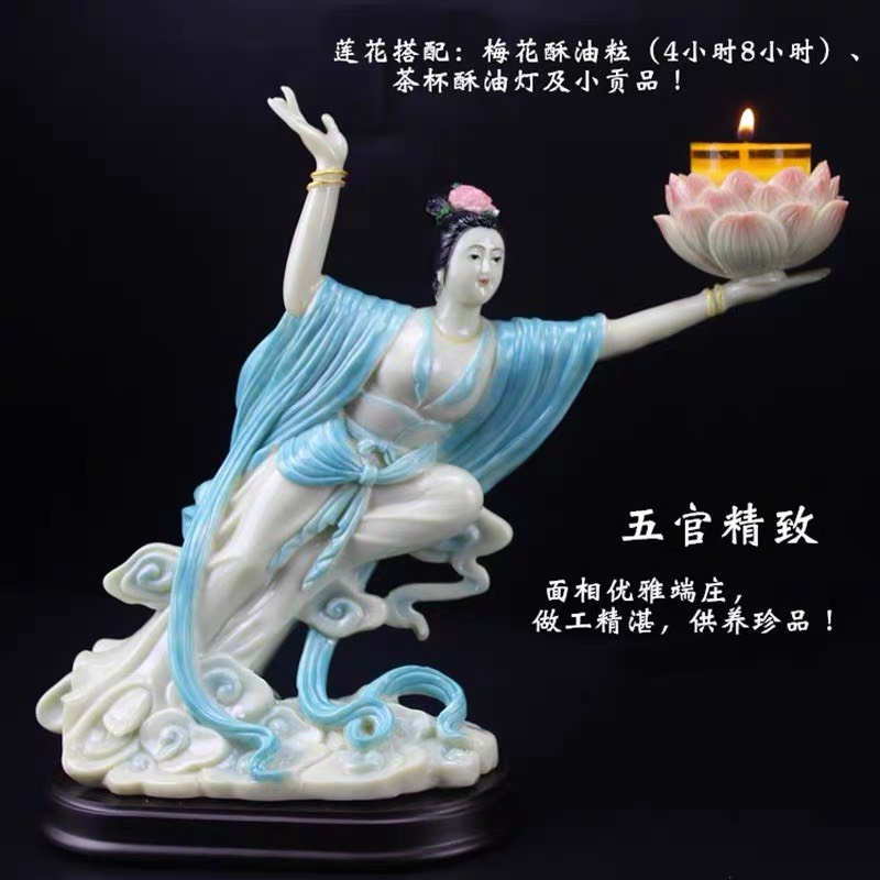 Đồ thờ cúng tiên nữ bay 20cm đế gỗ dâng nến - Văn phòng phẩm Nhơn Phát