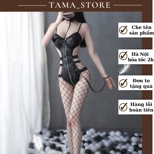 Cosplay Nữ Hoàng Sexy, Bộ Bodysuit Khóa Ngực Gợi Cảm Chất Liệu Da Bóng Cao Cấp Tặng Kèm Đủ Phụ Kiện