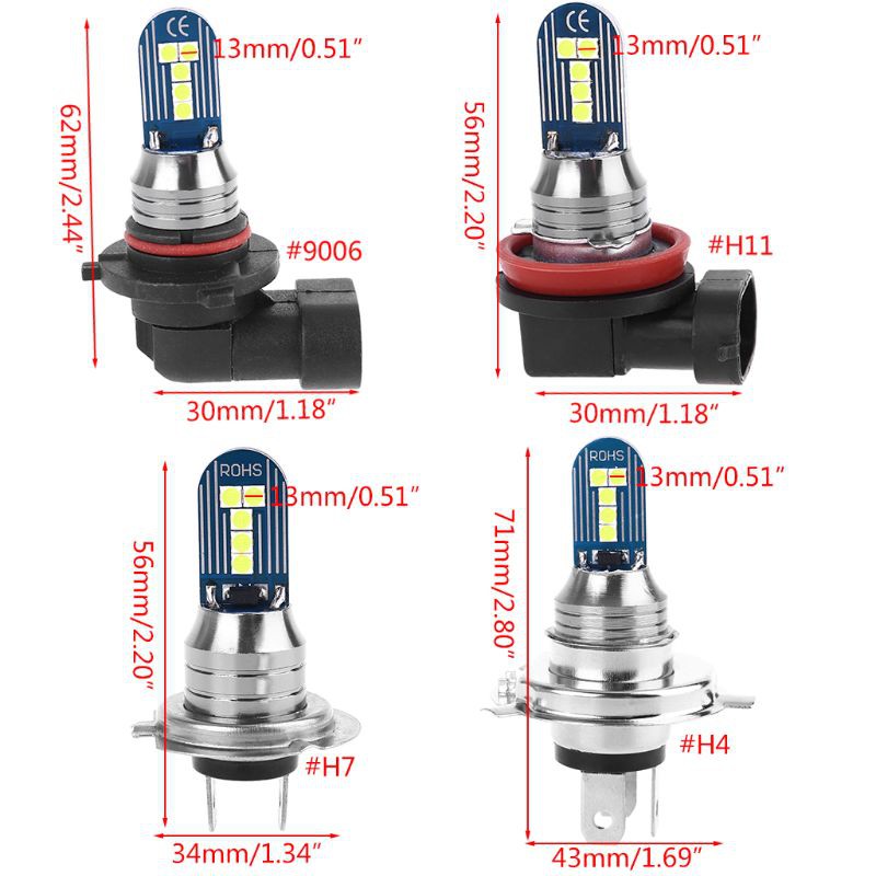 Bóng Đèn Pha Led Mini H4 H7 H11 9006 / Hb4 15w 1000lm 12v 60v Siêu Sáng Cho Xe Hơi